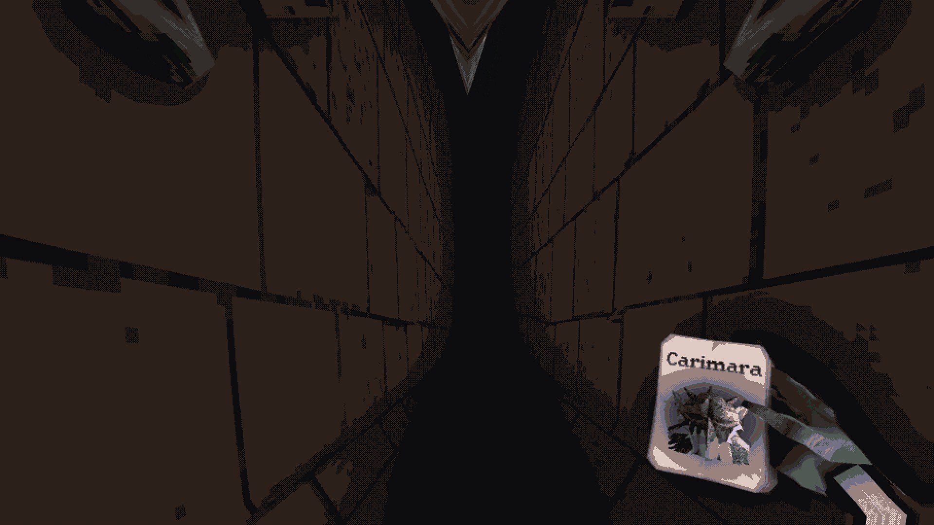 A dark tunnel ahead with brick walls on the side