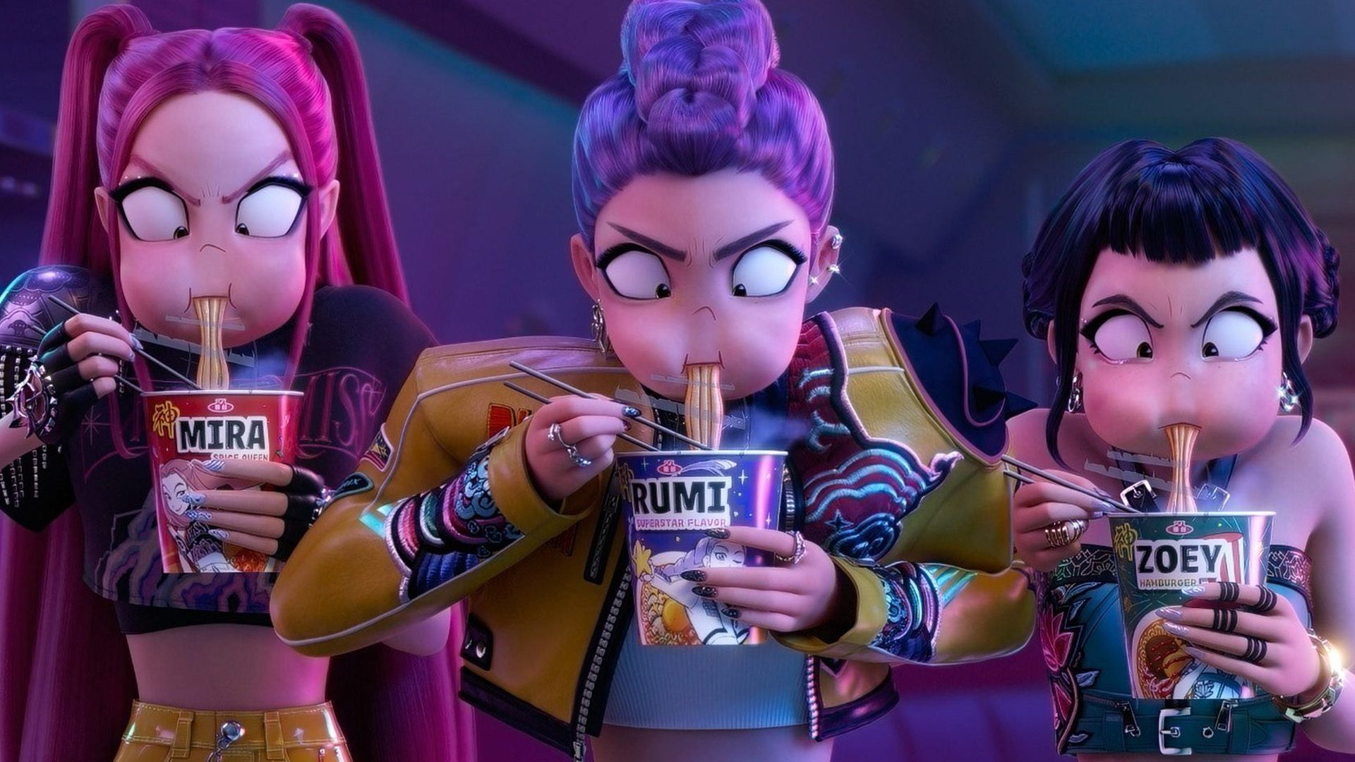KPop Demon Hunter Ramyeon eating