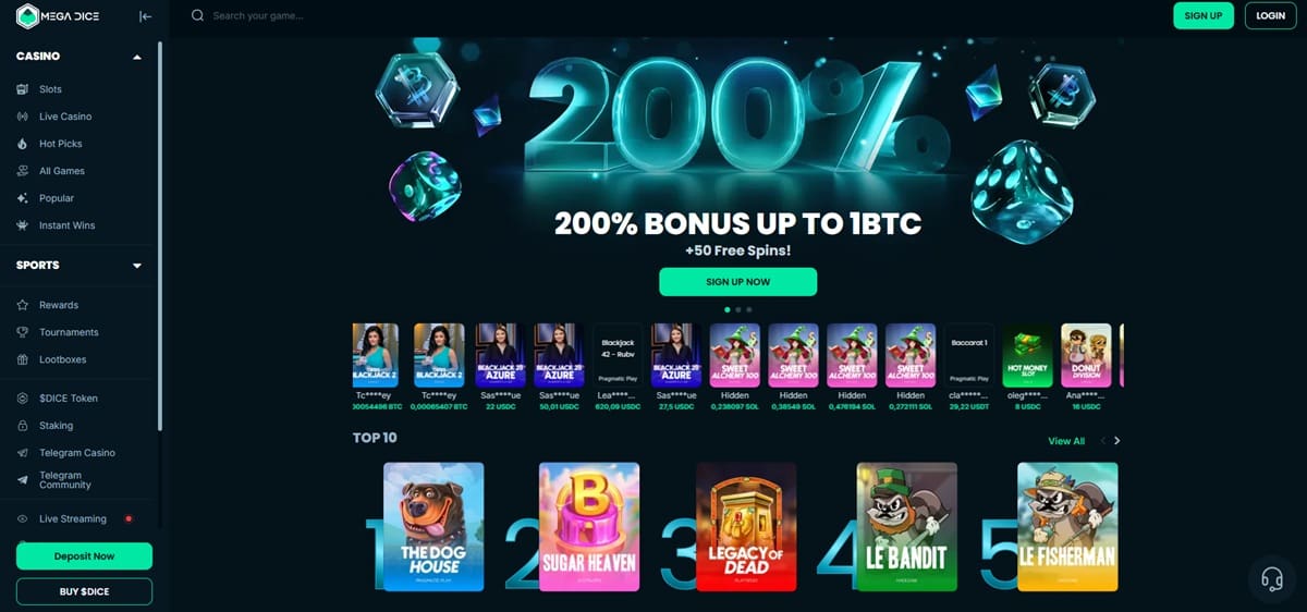Mega Dice crypto casinos