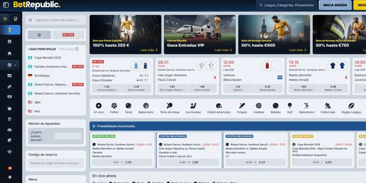 BetRepublic - Profundidad inigualable en mercados de tenis