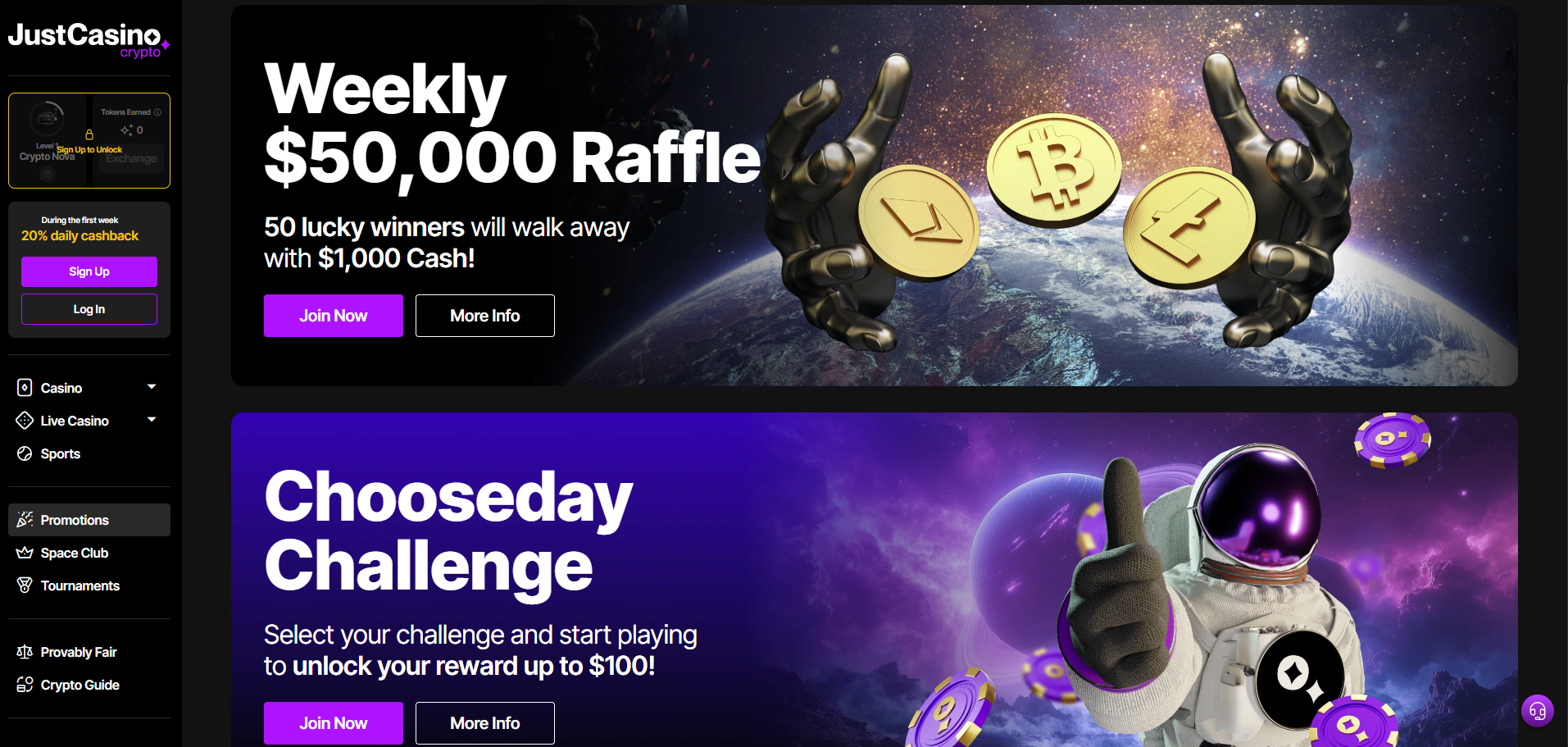 Top no KYC casino for game variety - JustCasino