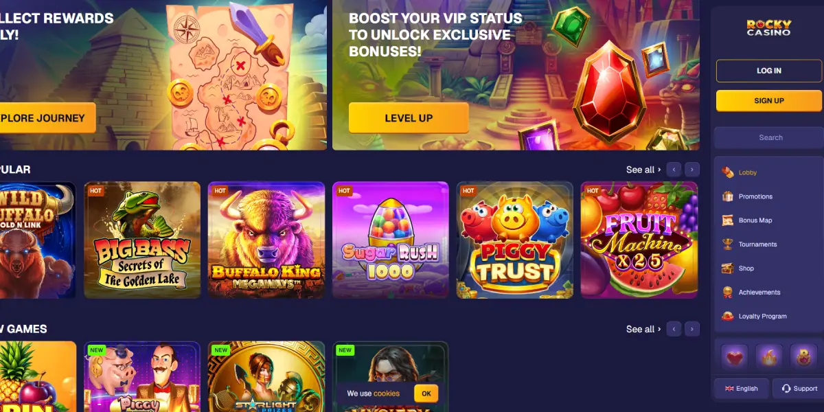 Rocky Casino - Ideal para los amantes de las tragamonedas