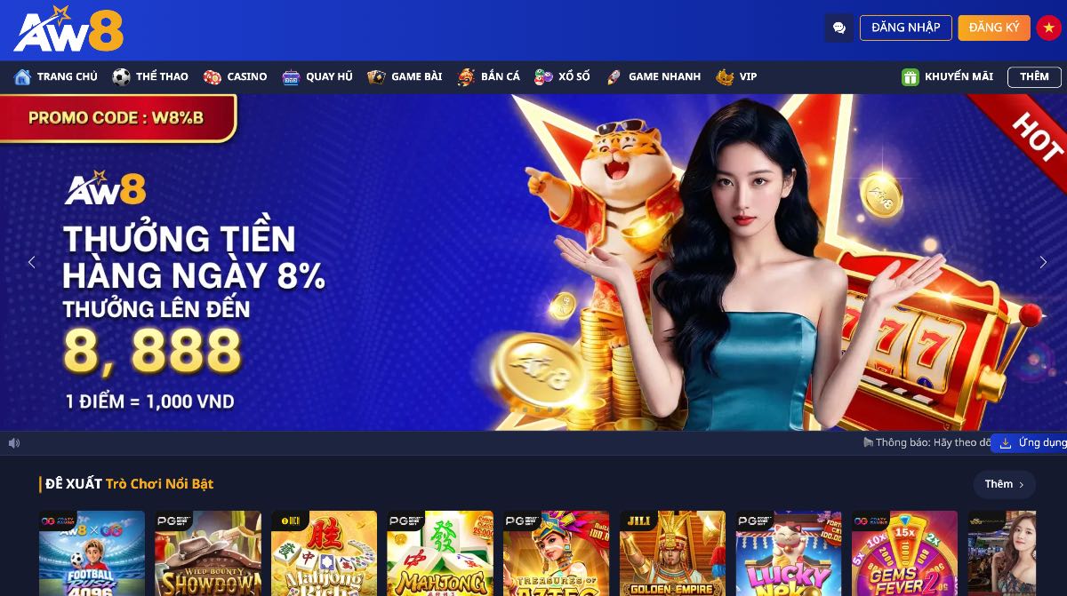 Ảnh chụp màn hình trang chủ AW8