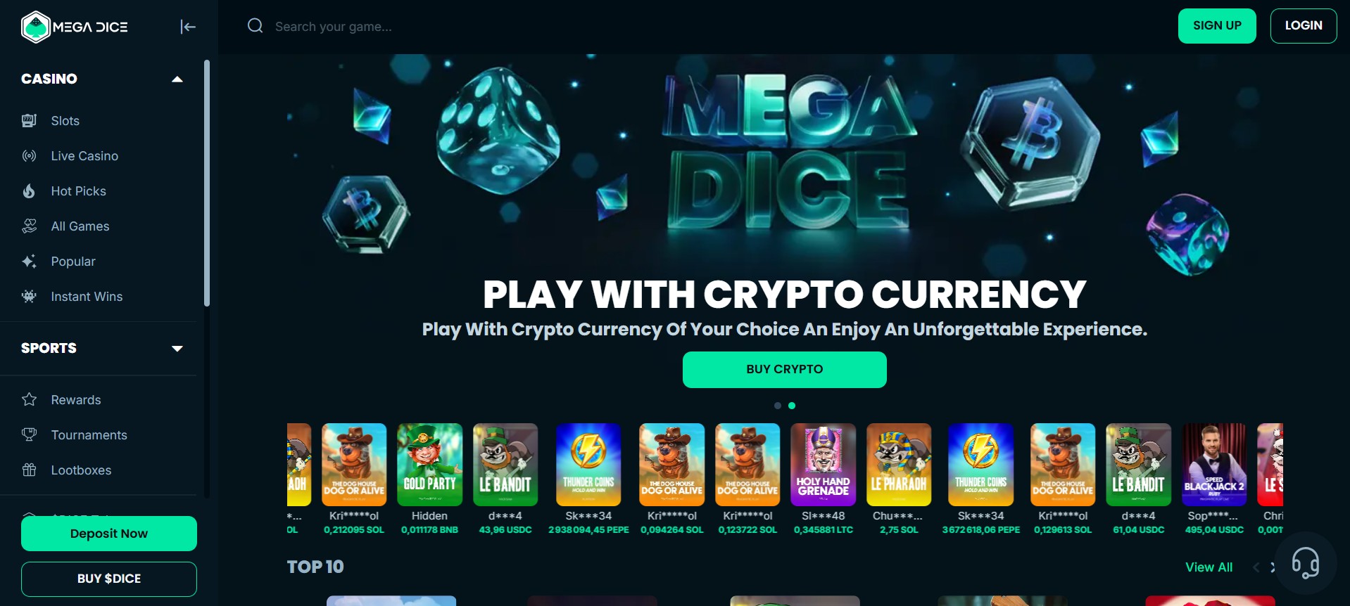 MegaDice Kasino - Uusi Kryptokasino