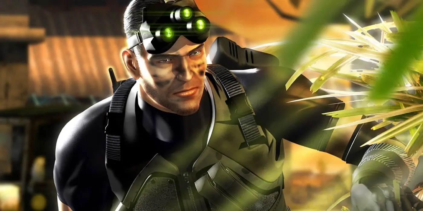Sam Fisher from Splinter Cell Chaos Theory in stealth mode with night vision goggles.