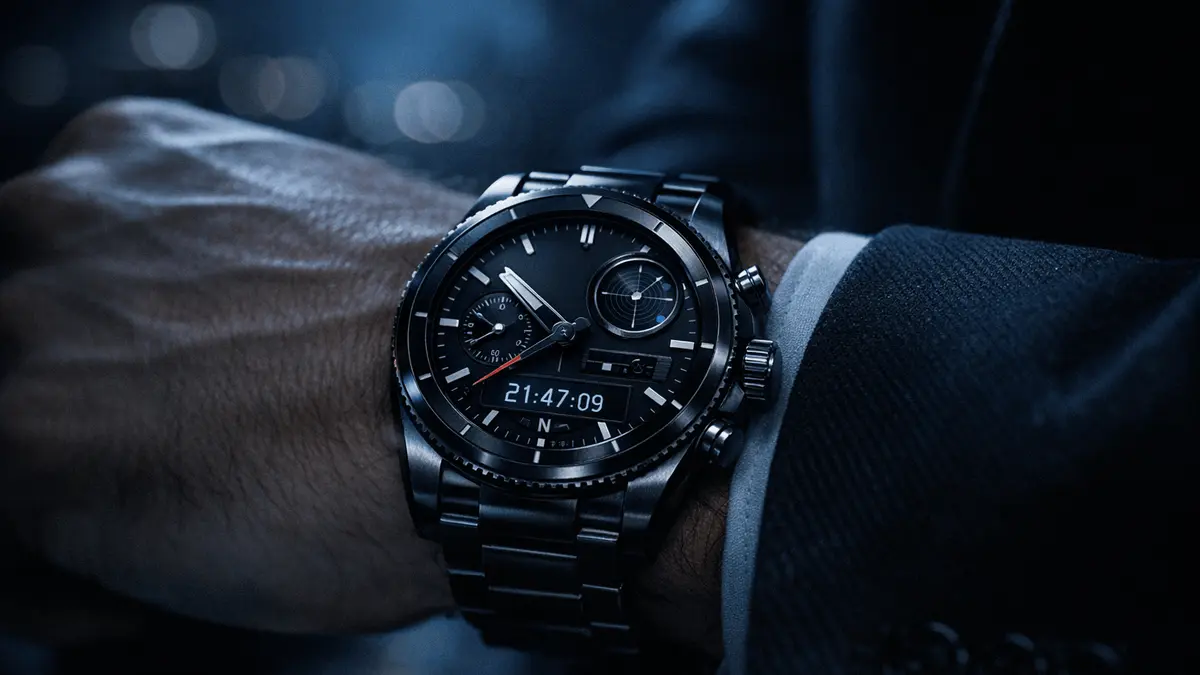 Elegant spy watch in dramatic lighting representing 007 First Light video game success