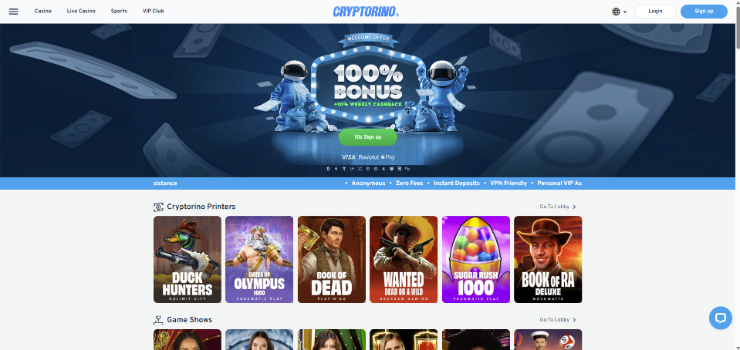 Cryptorino - best VPN casino for sportsbook and casino combined