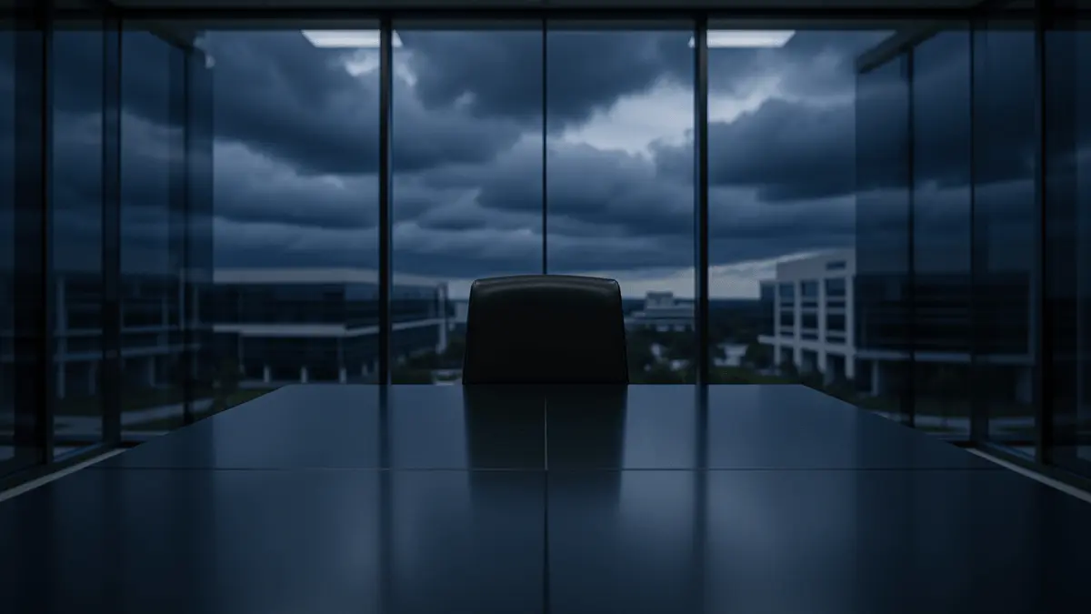 Empty executive chair in modern boardroom symbolizing Xbox leadership departure
