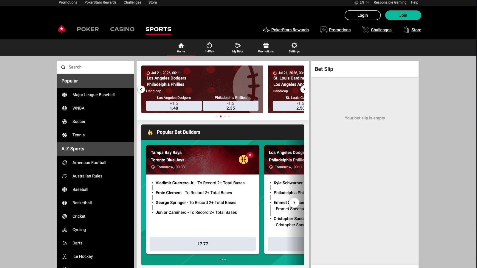 Betstars review screenshot FR desktop