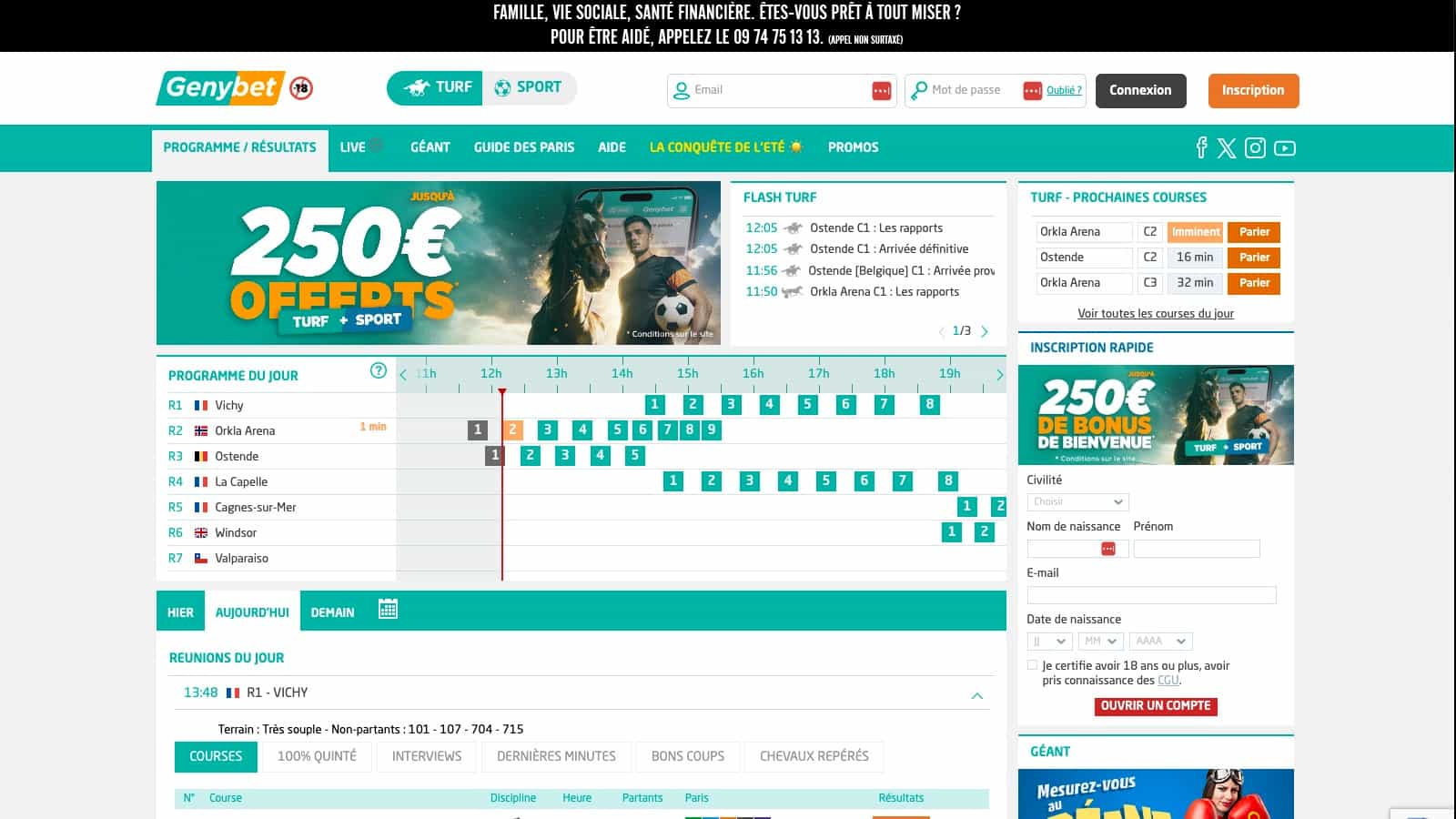 Genybet review screenshot FR desktop