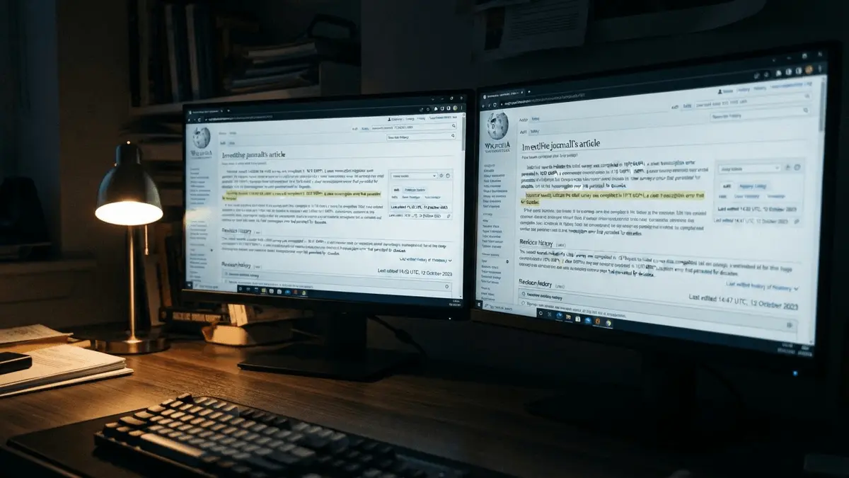 Side-by-side computer screens showing identical wiki text with matching typo highlighted as plagiarism evidence