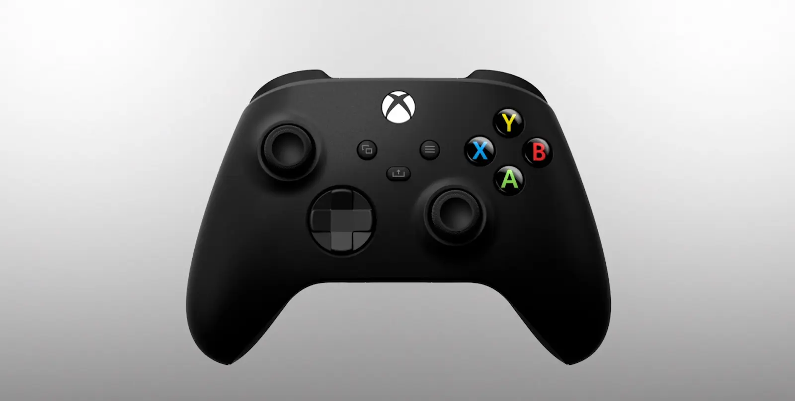 Xbox Series X controller featuring buttons, thumbsticks, and a sleek design.