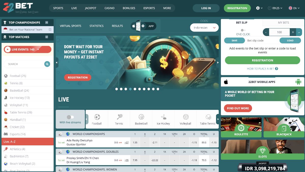 22Bet Online Casino Indonesia