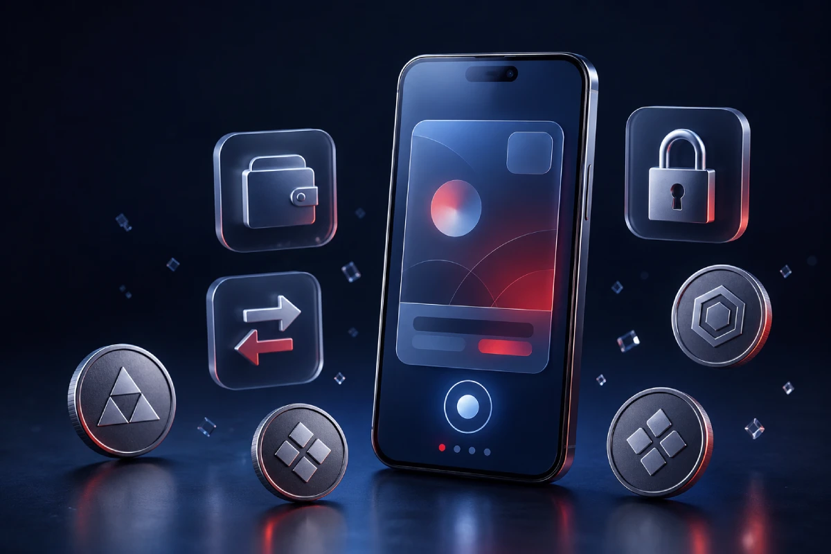 Illustration of cryptocurrencies, e-wallets, and bank transfers for online casino deposits.