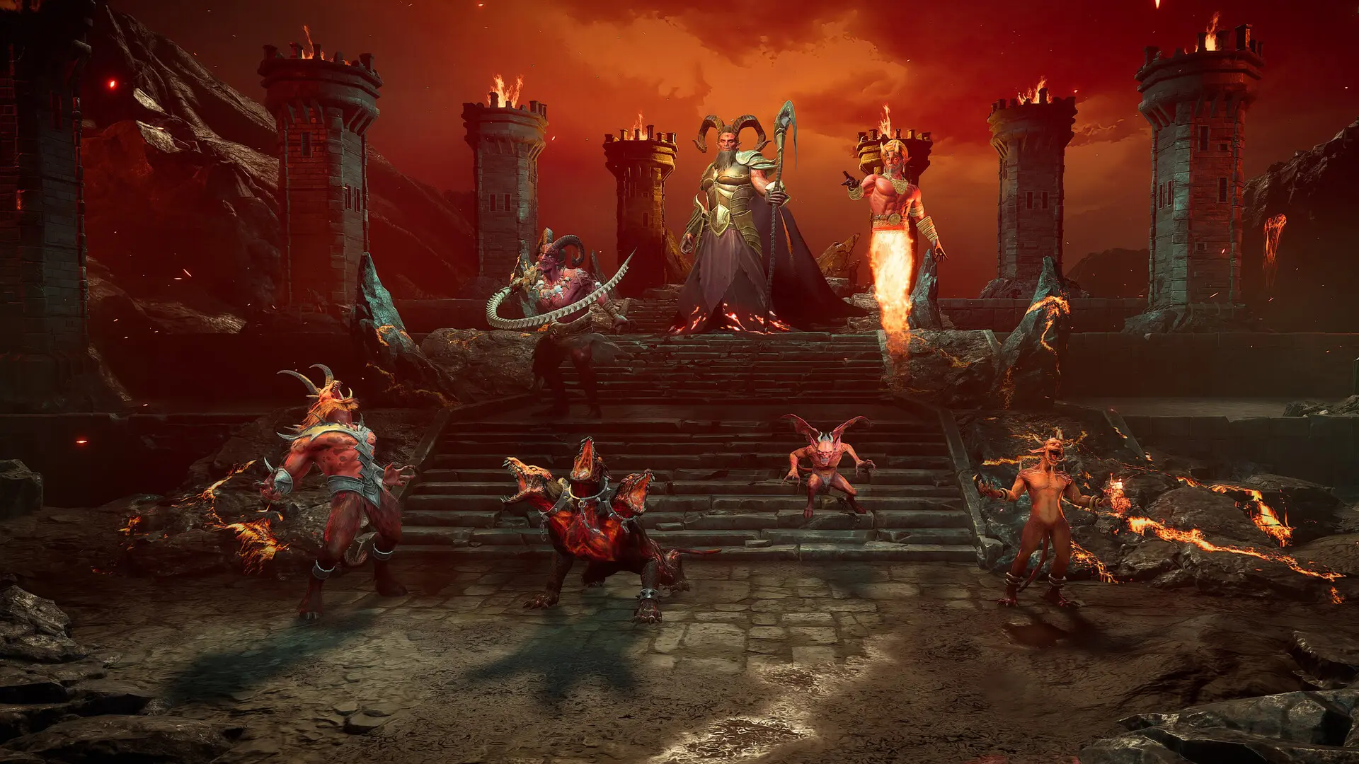 Inferno faction characters from Heroes of Might and Magic III HD Edition featuring demons and fire elementals