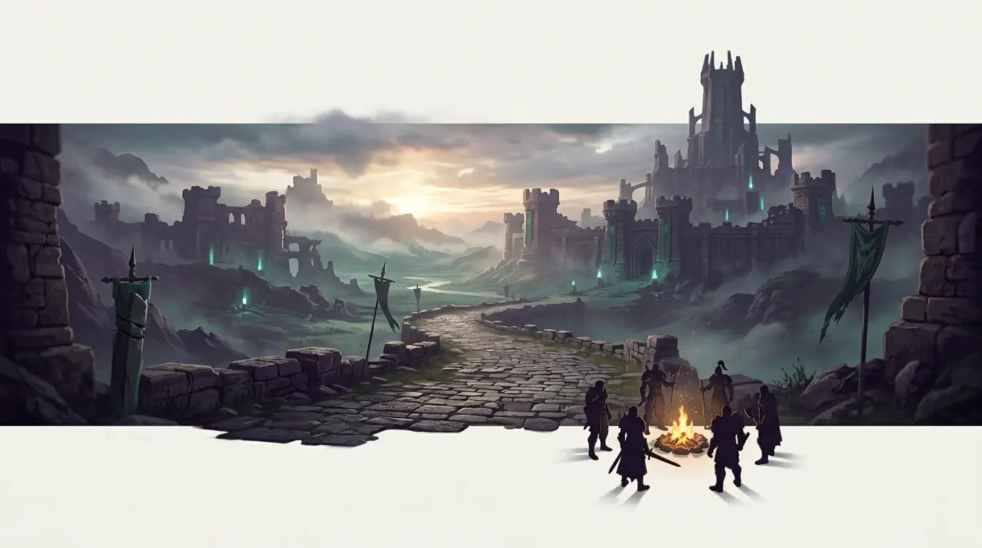 Fantasy MMO adventurers explore a timeless level-60 world of ancient ruins and distant raid citadels.