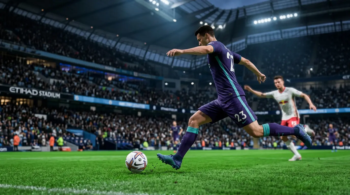 Defender stepping into a passing lane during a manual defending moment in FC 27