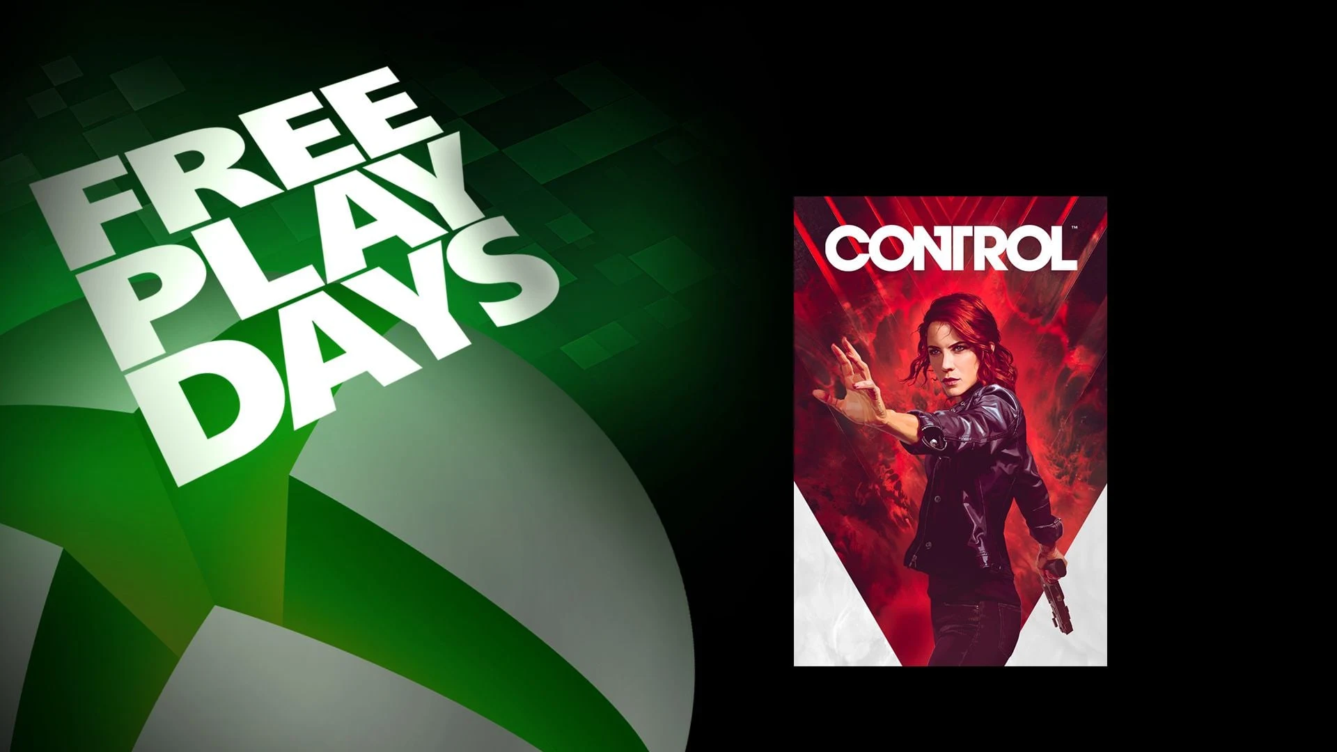 Xbox Free Play Days branding next to the cover art for the game Control.