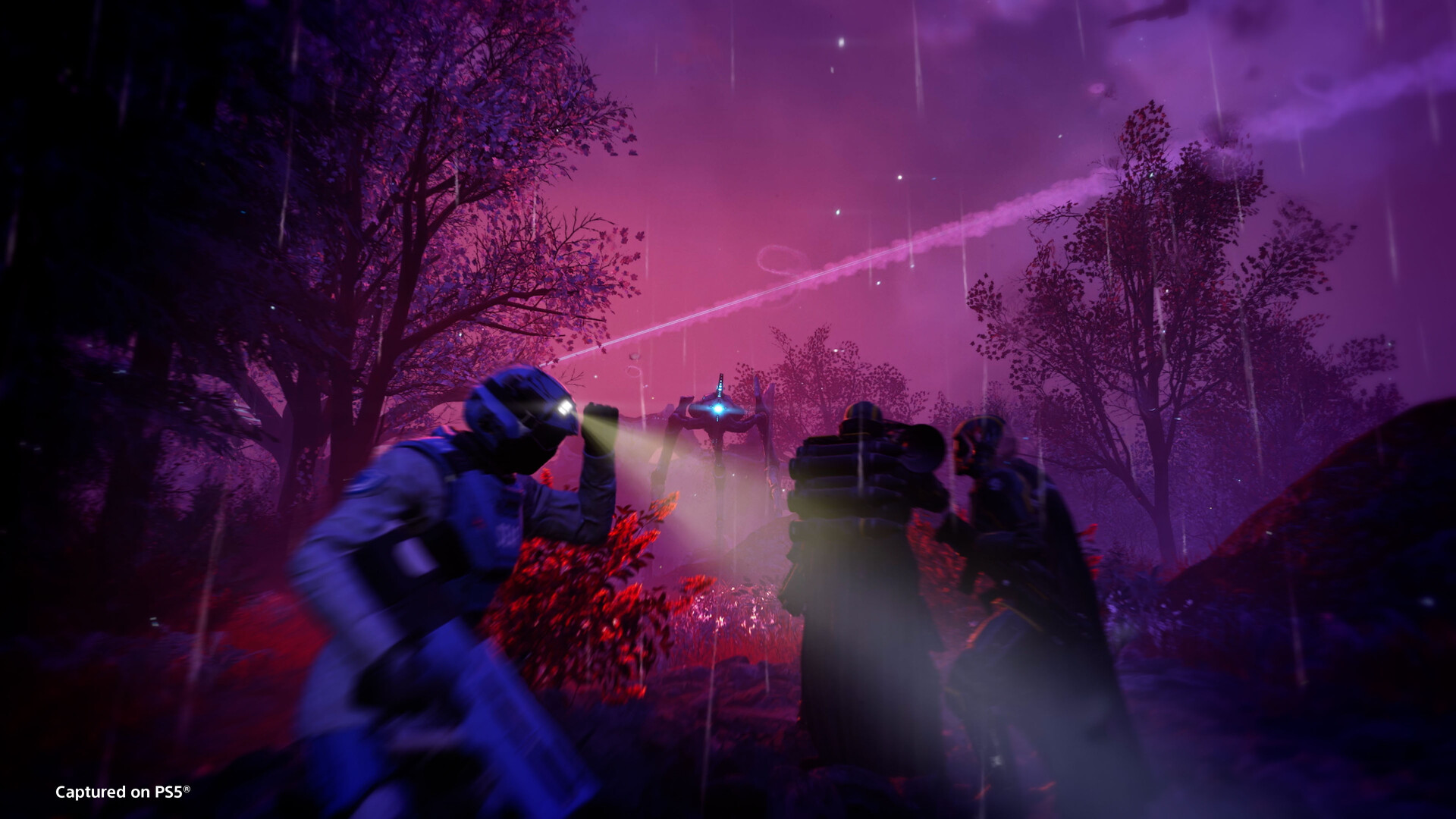 HELLDIVERS 2 official Steam screenshot showing Helldiver soldiers in combat